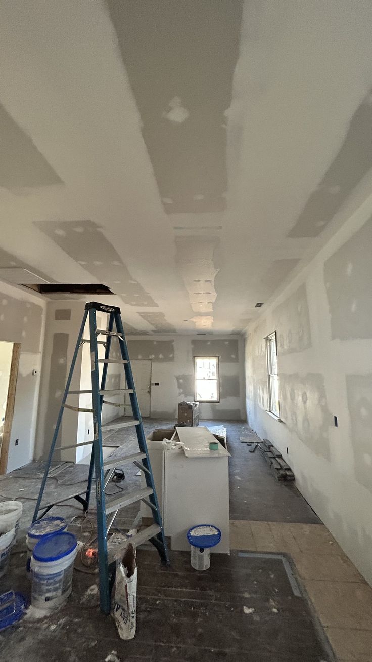 Interior drywall and finish work in progress on a new build